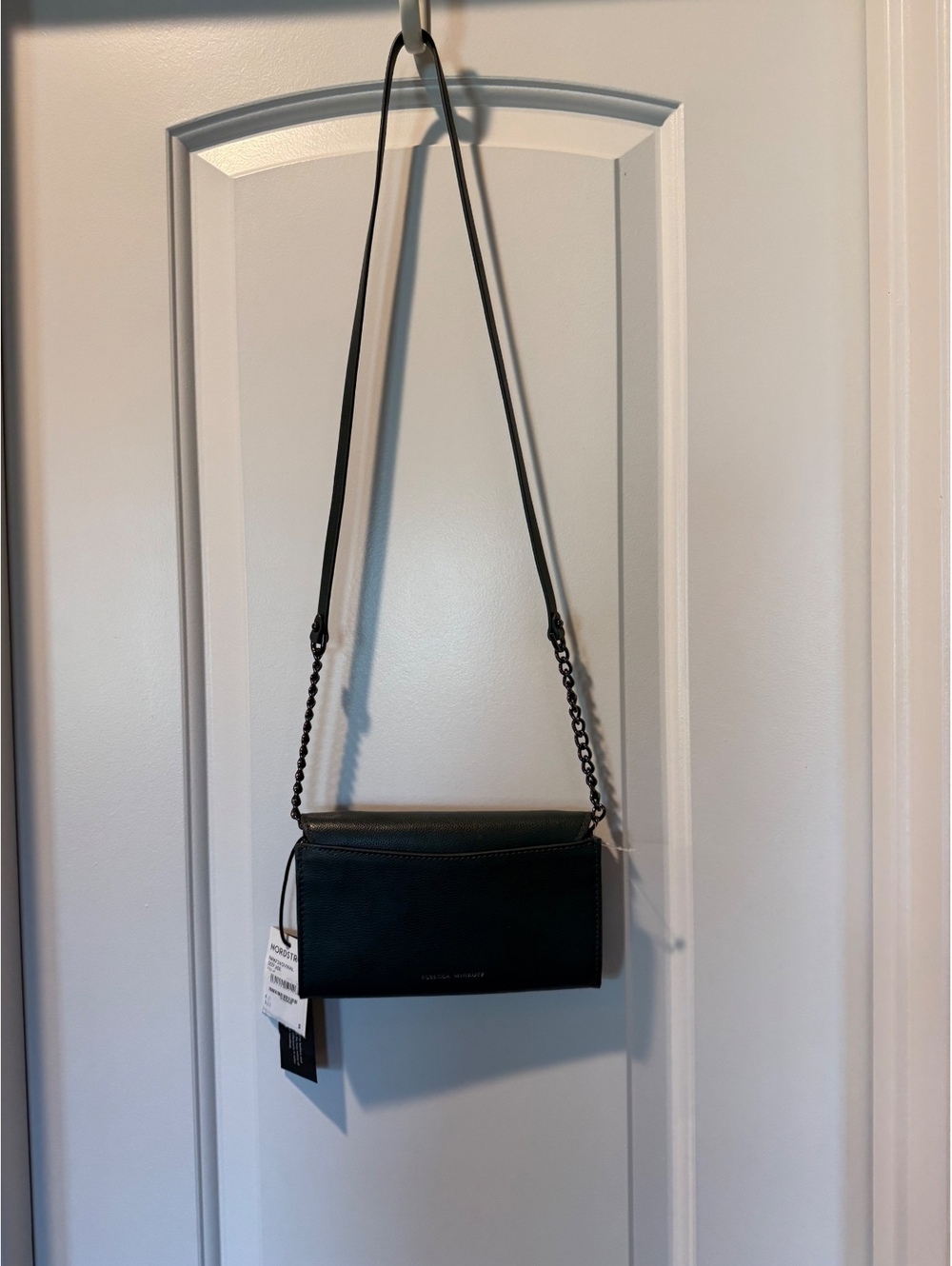 Rebecca Minkoff Edie Wallet on Chain Deep Jade Green Leather Crossbody NWT
